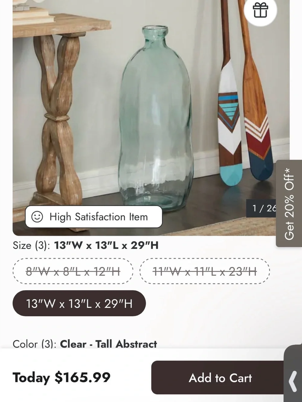 Clear Aqua Glass Floor Vase - Home Accents